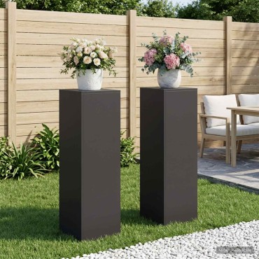 vidaXL Βάση φυτών 2 pcs Μαύρο 30 x 30 x 100 εκ Ατσάλι