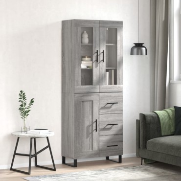 vidaXL Ντουλάπι Γκρι Sonoma 69,5x34x180cm Επεξεργασμένο Ξύλο 1 τεμ.