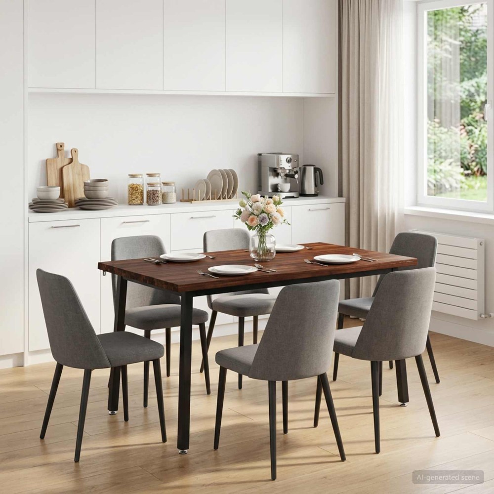 vidaXL Τραπέζι Φαγητού με Ζωντανό Χείλος 140x90x75cm Σκούρο Καφέ 1 τεμ.