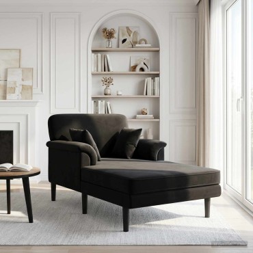 vidaXL Ανάκλιντρο Μαύρο Βελούδο 101x174x90cm 1 τεμ.