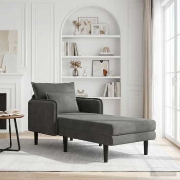 vidaXL Μεγάλο ανάκλιντρο Σκούρο Γκρι Βελούδο 84x173x86cm