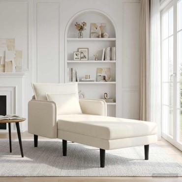 vidaXL Μεγάλο ανάκλιντρο Κρεμ Βελούδο 84x173x86cm