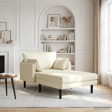 vidaXL Μεγάλο ανάκλιντρο Κρεμ Βελούδο 114x173x86cm