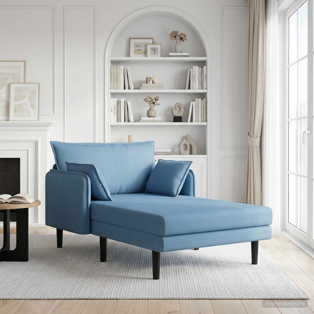 vidaXL Μεγάλο ανάκλιντρο Μπλε Βελούδο 114x173x86cm