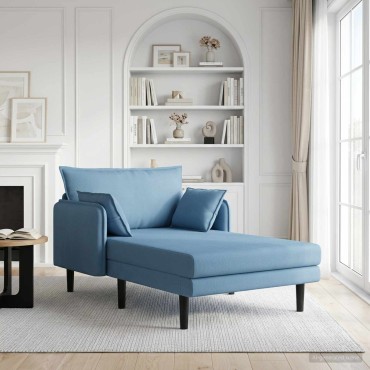 vidaXL Μεγάλο ανάκλιντρο Μπλε Βελούδο 114x173x86cm