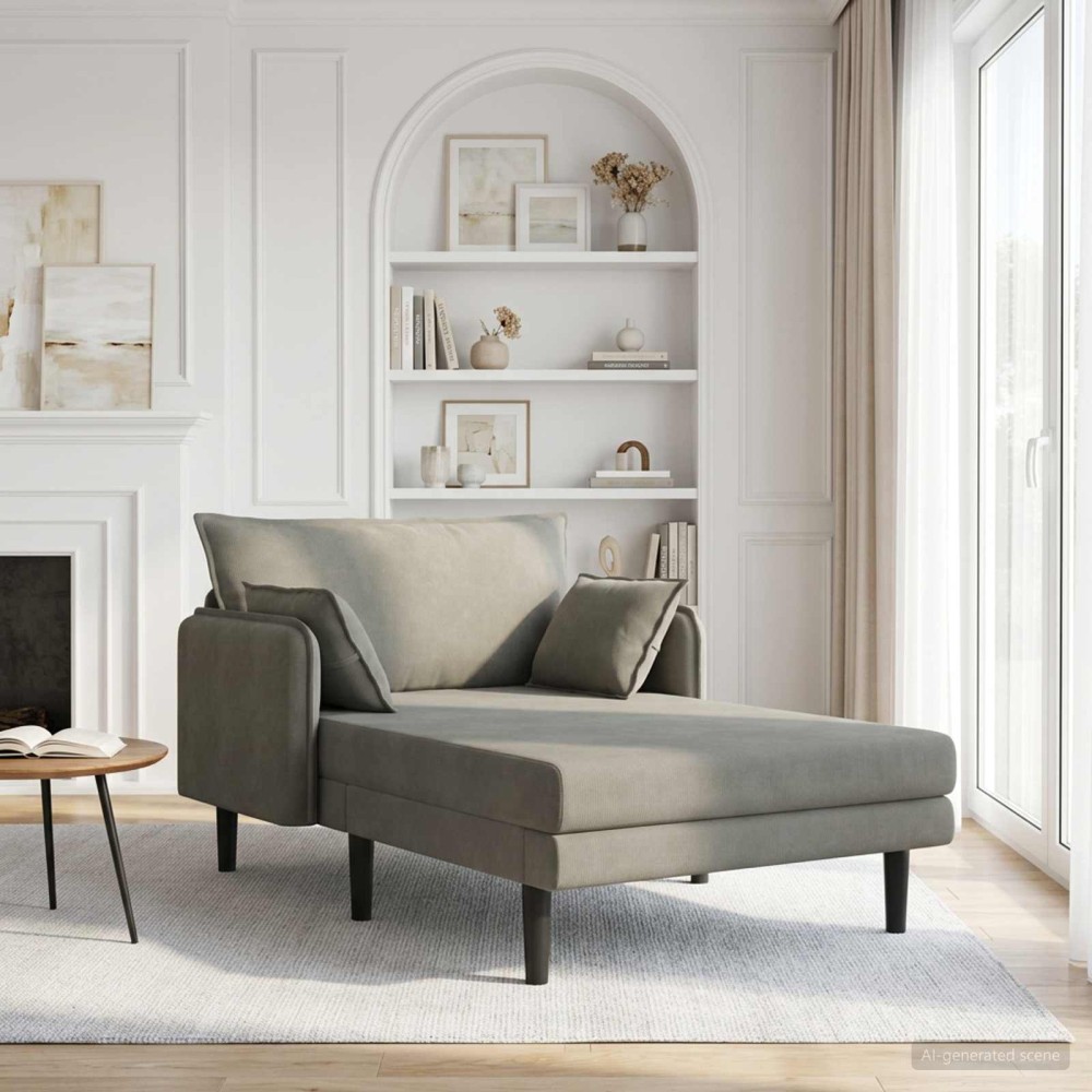 vidaXL Μεγάλο ανάκλιντρο Ανοιχτό γκρι Βελούδο 114x173x86cm