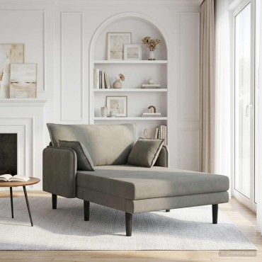 vidaXL Μεγάλο ανάκλιντρο Ανοιχτό γκρι Βελούδο 114x173x86cm