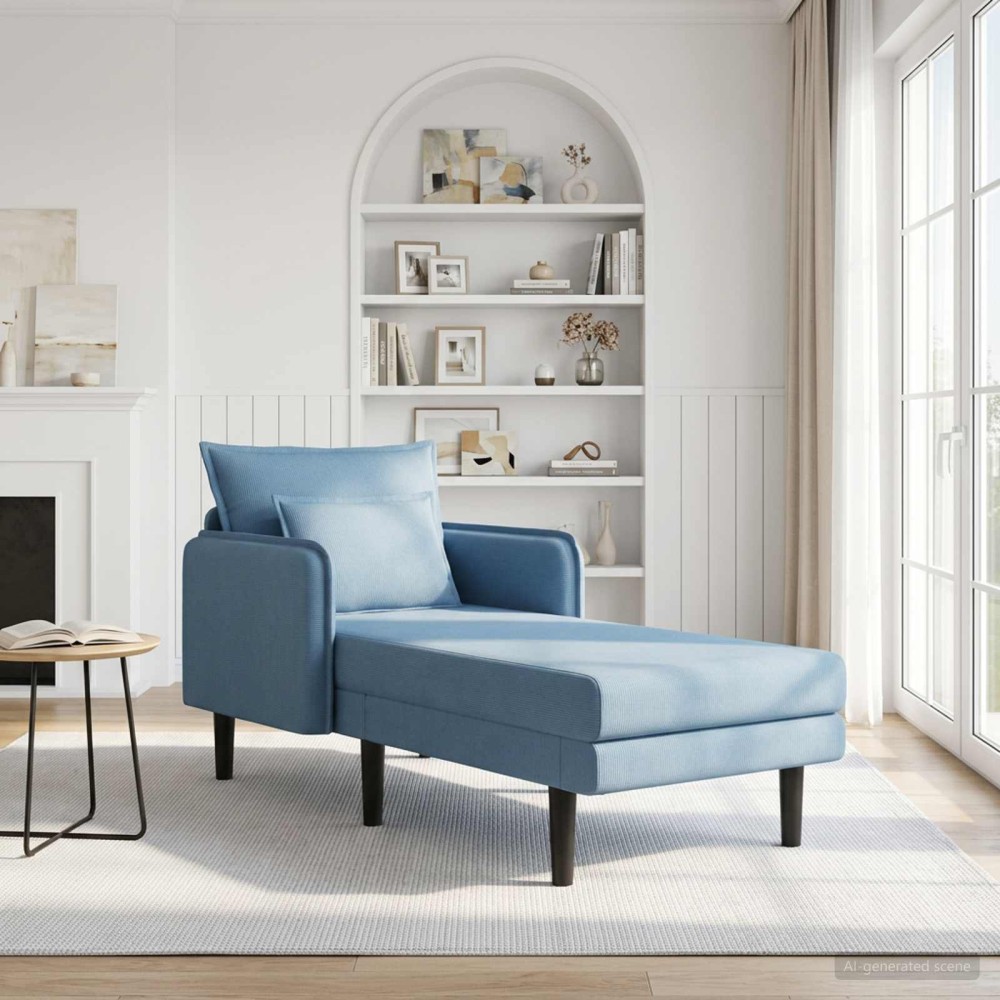 vidaXL Μεγάλο ανάκλιντρο Μπλε Βελούδο 84x173x86cm