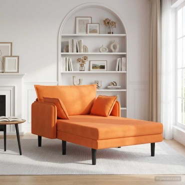 vidaXL Μεγάλο ανάκλιντρο Πορτοκαλί Βελούδο 114x173x86cm
