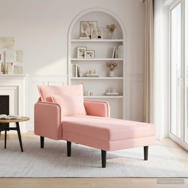 vidaXL Μεγάλο ανάκλιντρο Ροζ Μπουκλέ 84x173x86cm