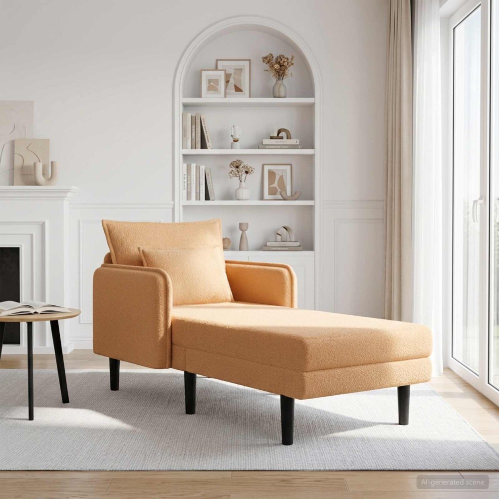 vidaXL Μεγάλο ανάκλιντρο Μπεζ Μπουκλέ 84x173x86cm
