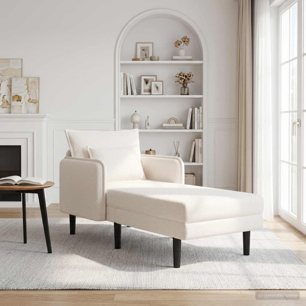 vidaXL Μεγάλο ανάκλιντρο Κρεμ Μπουκλέ 84x173x86cm