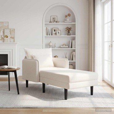 vidaXL Μεγάλο ανάκλιντρο Κρεμ Μπουκλέ 84x173x86cm