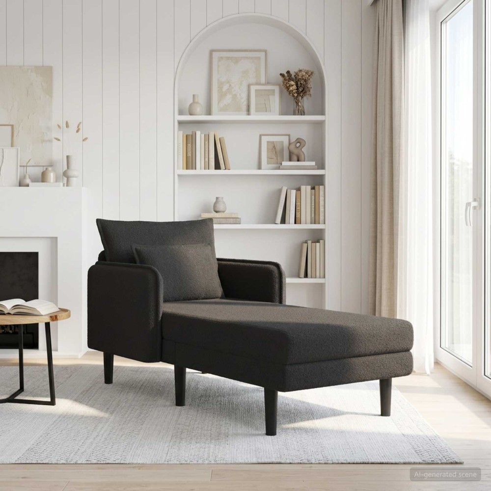 vidaXL Μεγάλο ανάκλιντρο Μαύρο Μπουκλέ 84x173x86cm