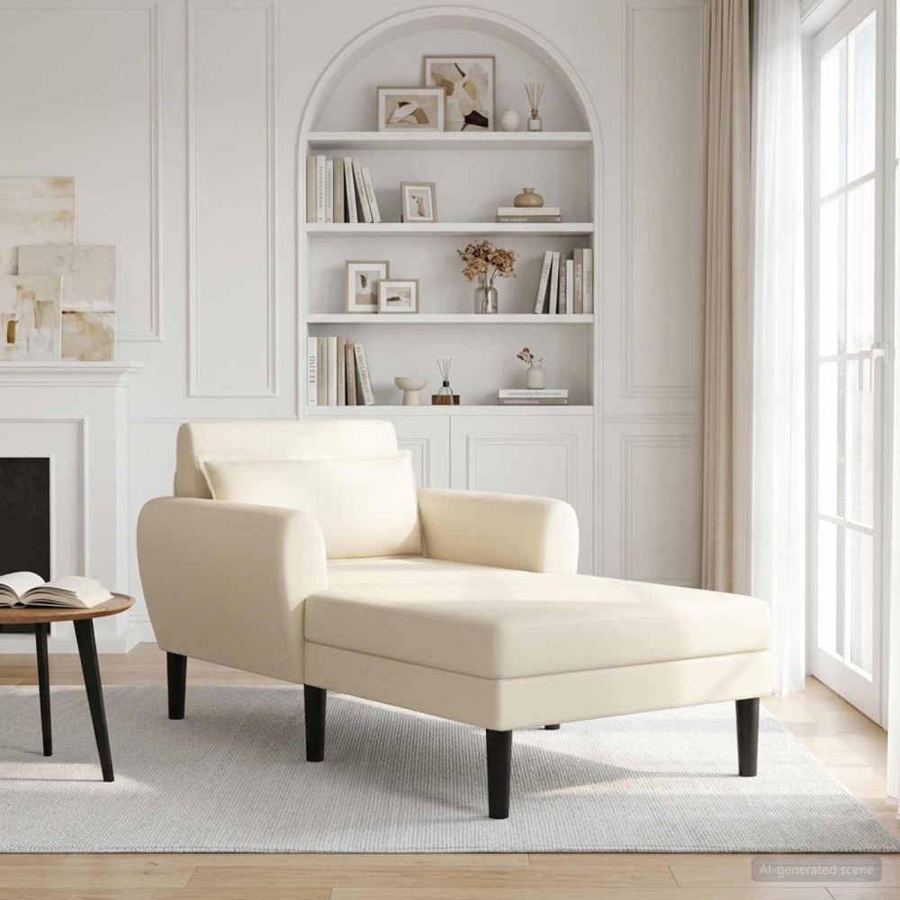 vidaXL Ανάκλιντρο Κρεμ Ανάγλυφο βελούδο 94x168x83cm 1 τεμ.