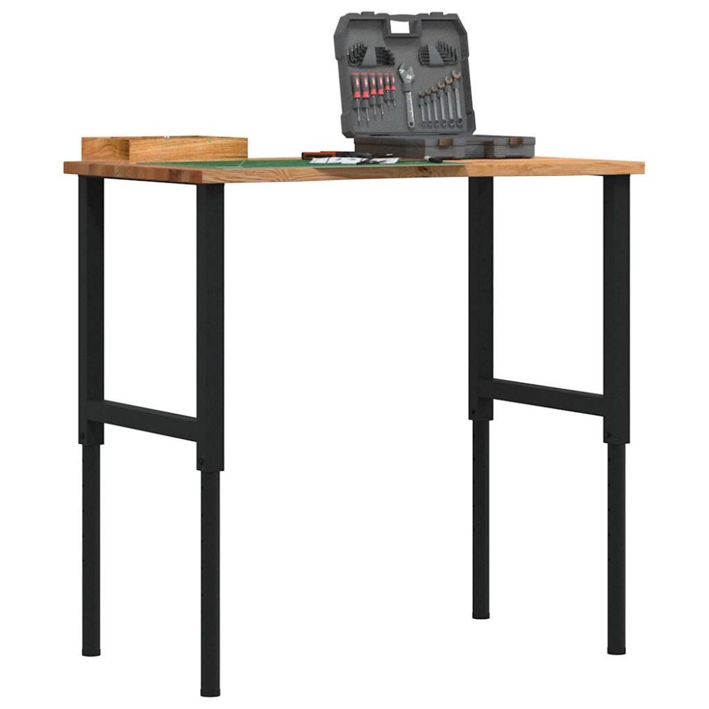 vidaXL πάγκος εργασίας ανοιχτό καφέ 100x60x(71,5-98)cm μασίφ ξύλο δρυς