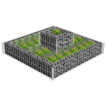 vidaXL Συρματοκιβώτιο Γλάστρα 120x120x20cm Γαλβανισμένος Χάλυβας