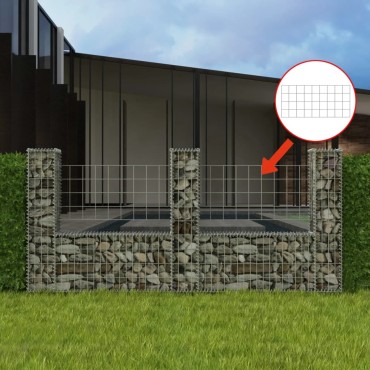 vidaXL Συρματοκιβώτιο σε Σχήμα «U» 240x20x100cm Γαλβανισμένος Χάλυβας