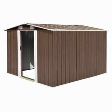 vidaXL Αποθήκη Κήπου Καφέ 257 x 298 x 178 εκ. από Μέταλλο