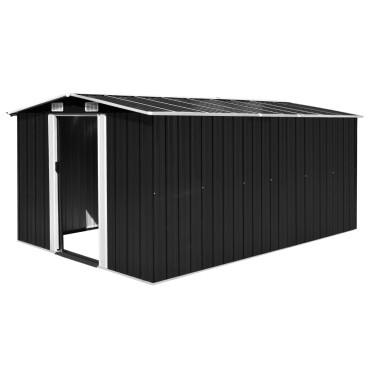 vidaXL Αποθήκη Κήπου Ανθρακί 257 x 392 x 181 εκ. από Μέταλλο