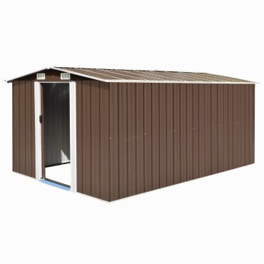vidaXL Αποθήκη Κήπου Πράσινη 257 x 392 x 181 εκ. από Μέταλλο