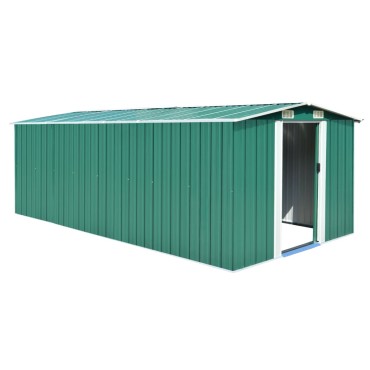 vidaXL Αποθήκη Κήπου Πράσινη 257 x 489 x 181 εκ. από Μέταλλο