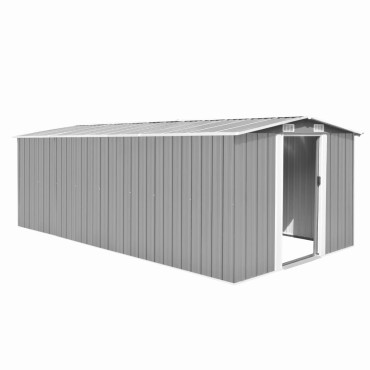 vidaXL Αποθήκη Κήπου Γκρι 257 x 489 x 181 εκ. από Μέταλλο