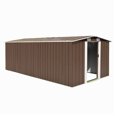 vidaXL Αποθήκη Κήπου Καφέ 257 x 489 x 181 εκ. από Μέταλλο