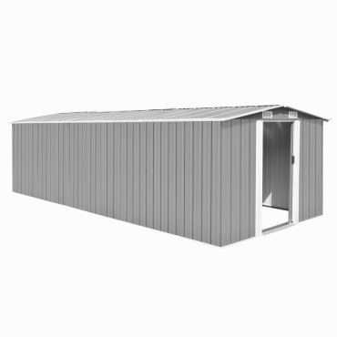 vidaXL Αποθήκη Κήπου Γκρι 257 x 580 x 181 εκ. από Μέταλλο