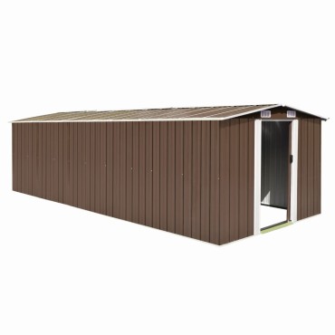 vidaXL Αποθήκη Κήπου Καφέ 257 x 580 x 181 εκ. από Μέταλλο
