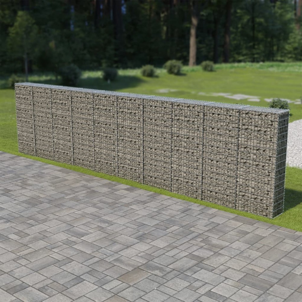 vidaXL Συρματοκιβώτιο Τοίχος 600x30x150cm Γαλβαν.Χάλυβας + Καλύμματα