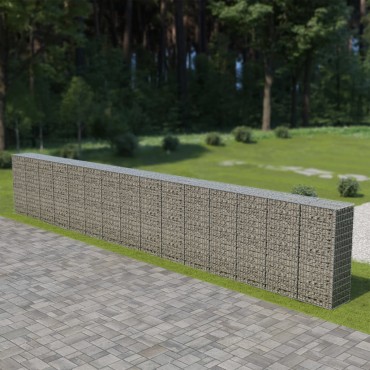 vidaXL Συρματοκιβώτιο Τοίχος 900x50x150cm Γαλβαν.Χάλυβας + Καλύμματα