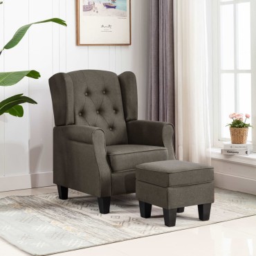 vidaXL Μπερζέρα Taupe Υφασμάτινη με Υποπόδιο 68x78x94cm 1 τεμ.