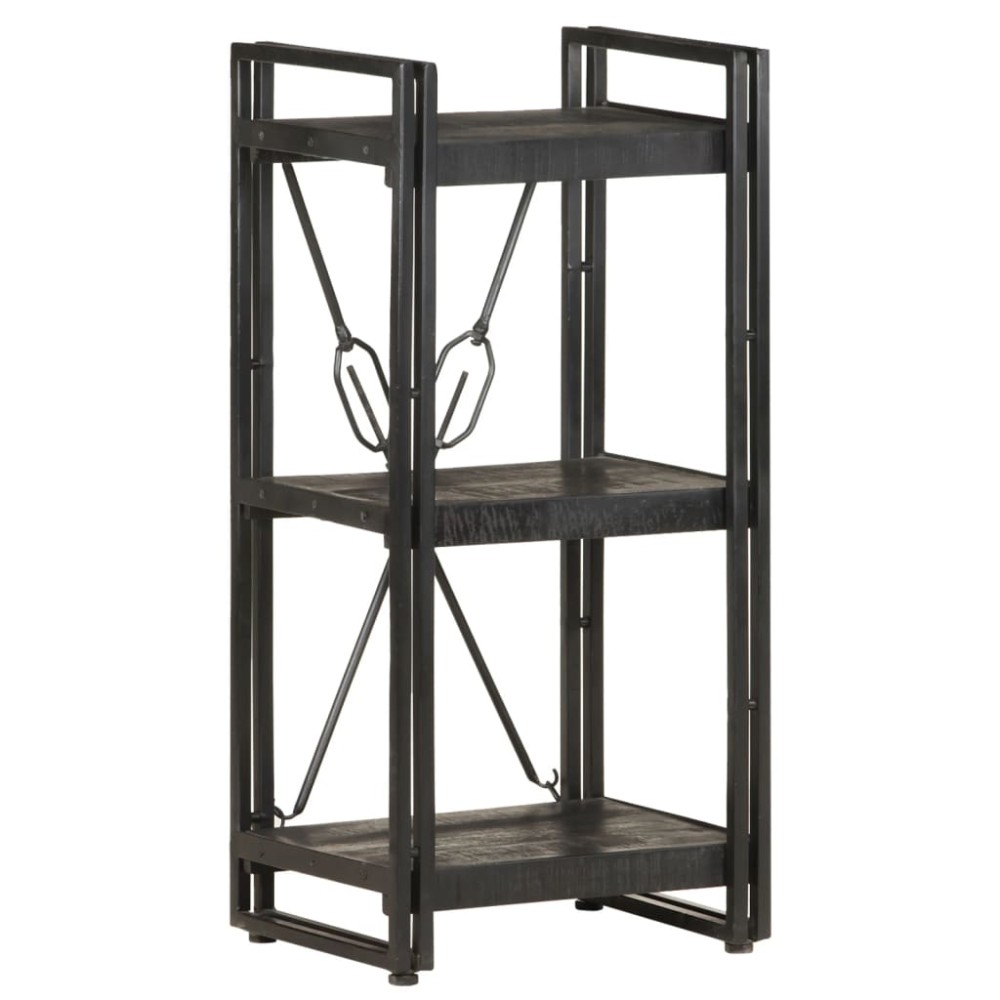 vidaXL Βιβλιοθήκη με 3 Επίπεδα Μαύρη 40x30x80cm Μασίφ Ξύλο Μάνγκο 1 τεμ.