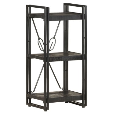 vidaXL Βιβλιοθήκη με 3 Επίπεδα Μαύρη 40x30x80cm Μασίφ Ξύλο Μάνγκο 1 τεμ.