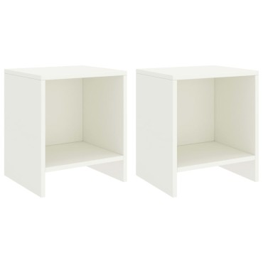 vidaXL Κομοδίνα 2 τεμ. Λευκά 35x30x40cm από Μασίφ Ξύλο Πεύκου