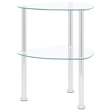 vidaXL Τραπεζάκι Σαλονιού 2 Επιπέδων Διαφανές 38x38x50cm Ψημ. Γυαλί 1 τεμ.