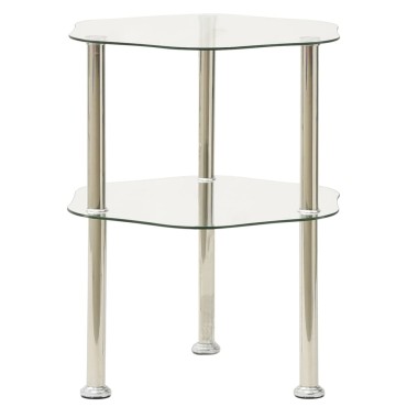 vidaXL Τραπεζάκι Σαλονιού 2 Επιπέδων Διαφανές 38x38x50cm Ψημ. Γυαλί 1 τεμ.