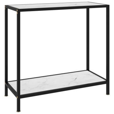 vidaXL Τραπέζι Κονσόλα Λευκό 80x35x75cm από Ψημένο Γυαλί 1 τεμ.