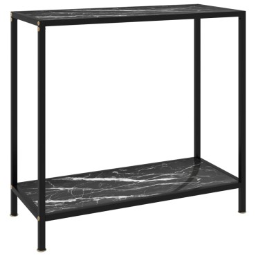 vidaXL Τραπέζι Κονσόλα Μαύρο 80x35x75cm από Ψημένο Γυαλί 1 τεμ.