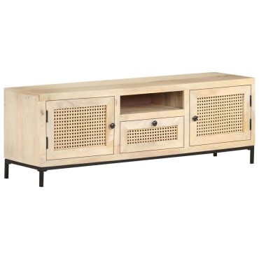 vidaXL Έπιπλο Τηλεόρασης 120x30x40cm Ξύλο Μάνγκο/Φυσικό Ζαχαροκάλαμο