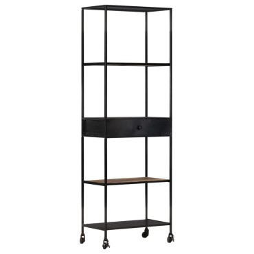 vidaXL Βιβλιοθήκη 60x35x180cm από Ακατέργαστο Ξύλο Μάνγκο & Σίδηρο 1 τεμ.