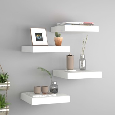 vidaXL Ράφια Τοίχου 4 τεμ. Άσπρα 23x23,5x3,8cm MDF