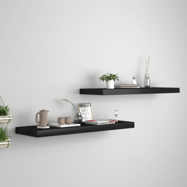 vidaXL Ράφια Τοίχου 2 τεμ. Μαύρα 80x23,5x3,8cm MDF