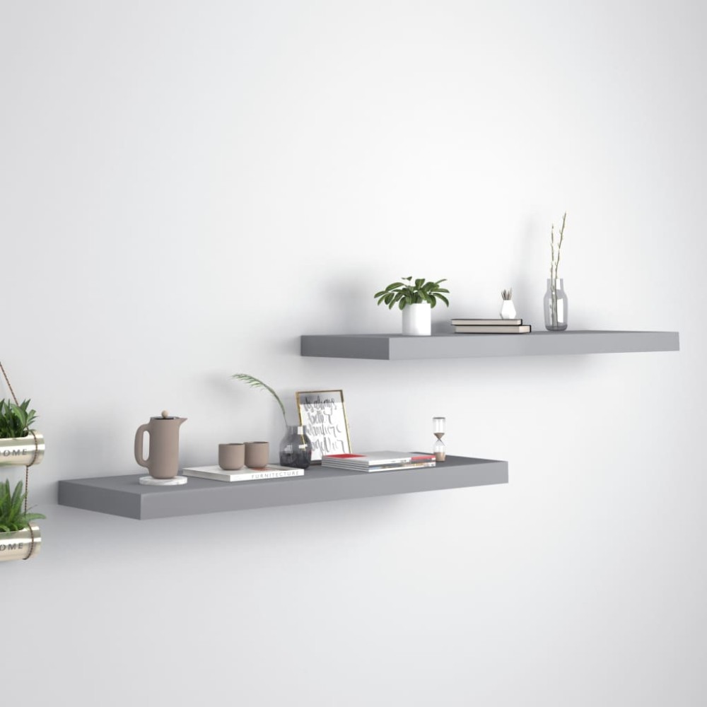 vidaXL Ράφια Τοίχου 2 τεμ. Γκρι 80x23,5x3,8cm MDF