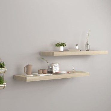 vidaXL Ράφια Τοίχου 2 τεμ. Χρώμα Δρυός 80x23,5x3,8cm MDF