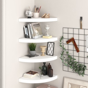 vidaXL Ράφια Τοίχου Γωνιακά 4 τεμ. Άσπρα 35x35x3,8cm MDF