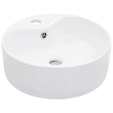 vidaXL Νιπτήρας με Οπή Υπερχείλισης Λευκός 36 x 13 εκ. Κεραμικός