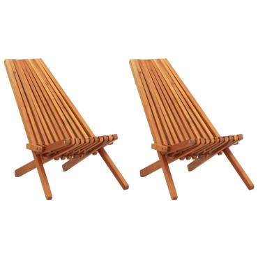 vidaXL Καρέκλες Lounge Εξ. Χώρου Πτυσσόμενες 2 τεμ. Μασίφ Ξύλο Ακακίας 58x95x77cm