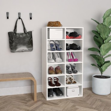 vidaXL Παπουτσοθήκη Λευκή Δρυς 54x34x100,5cm από Επεξεργασμένο Ξύλο